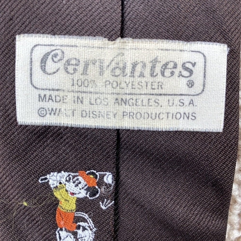 Vintage Cervantes‎ Mickey Mouse Golf Tie Brown Walt Disney Productions 70s Mens